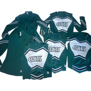 4 Matching Cheerleader Uniform COLTS Top 34" and Body Liners 8 Pc NO SKIRTS